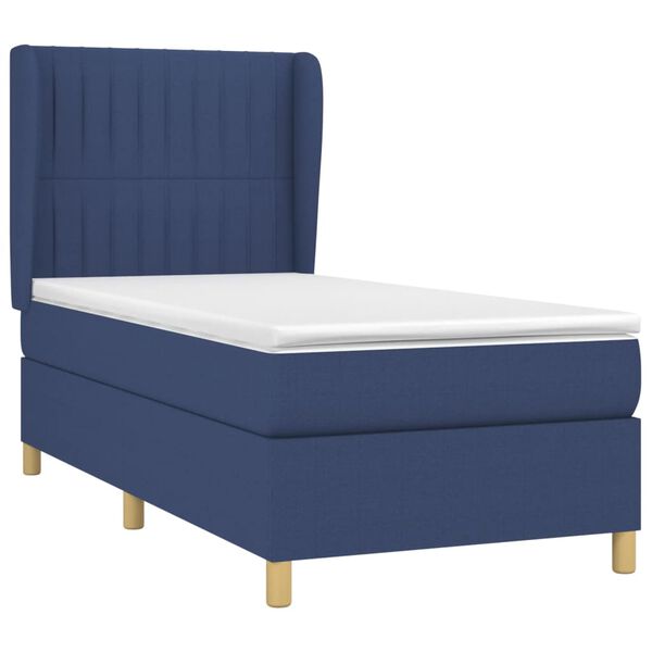 vidaXL Cama box spring con colch&oacute;n tela azul 90x190 cm