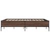 vidaXL Estructura cama madera ingenier&iacute;a metal marr&oacute;n roble 135x190 cm
