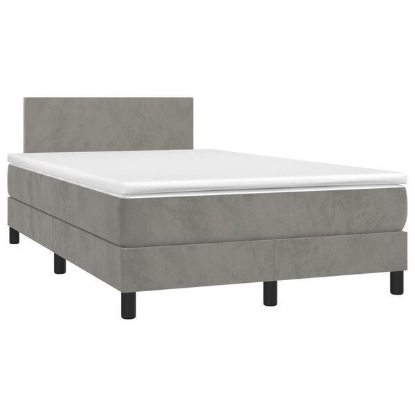 vidaXL Cama box spring con colch&oacute;n terciopelo gris claro 120x190 cm