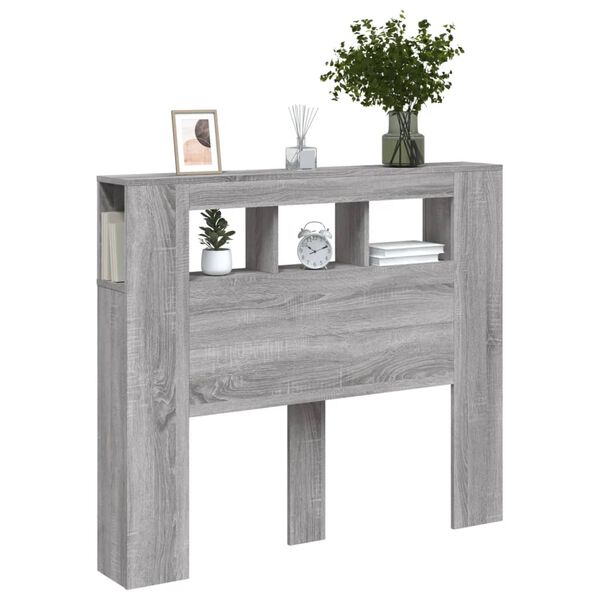vidaXL Cabecero LED madera ingeniería gris Sonoma 120x18,5x103,5 cm