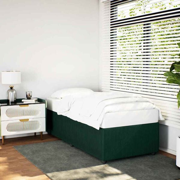 vidaXL Estructura de cama sin colch&oacute;n terciopelo verde oscuro 80x200cm