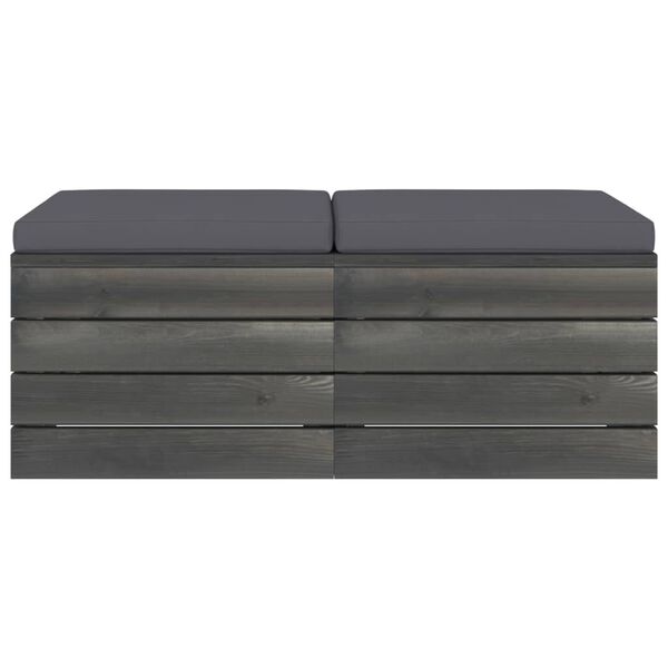 vidaXL Otomanas de palets de jard&iacute;n 2 pzas cojines madera maciza pino