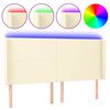 vidaXL Cabecero con LED cuero sint&eacute;tico color crema 203x16x118/128 cm