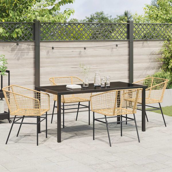 vidaXL Conjunto de Comedor de Jard&iacute;n 5 pcs Marr&oacute;n rat&aacute;n sint&eacute;tico