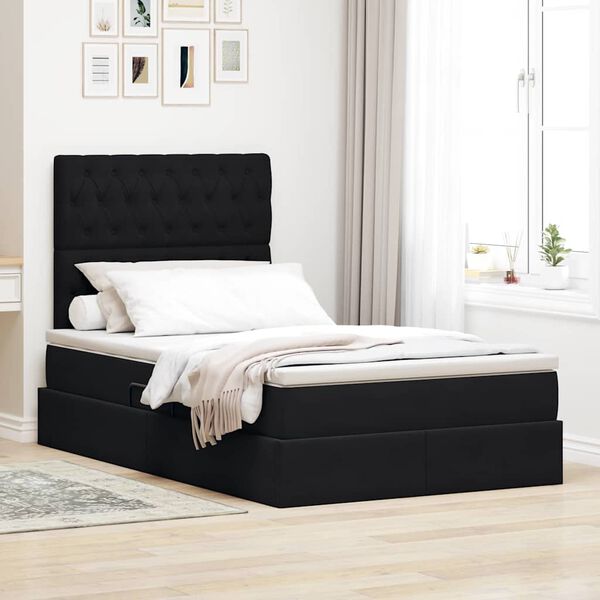 vidaXL Cama con almacenamiento y LED Negro 120 x 190 cm Terciopelo