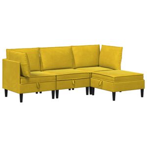 vidaXL Juego de muebles de sal&oacute;n 4 uds. Amarillo Terciopelo