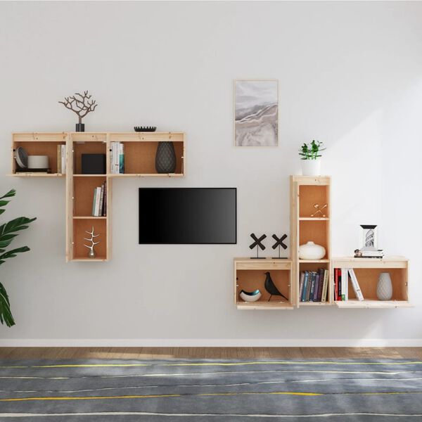 vidaXL Muebles para TV 6 piezas madera maciza de pino