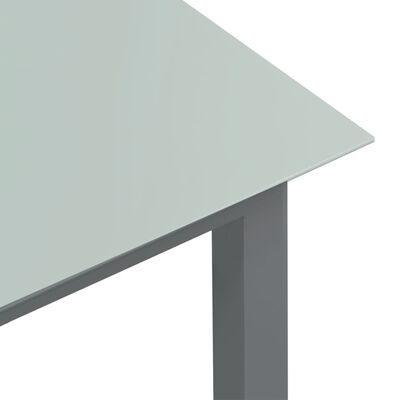 vidaXL Mesa de jardín de aluminio y vidrio gris claro 80x80x74 cm