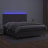 vidaXL Cama box spring colch&oacute;n y LED cuero sint&eacute;tico gris 160x200 cm