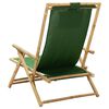 vidaXL Silla de relax reclinable de bambú y tela verde