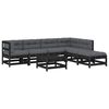 vidaXL Juego de muebles de jard&iacute;n 7 pzas y cojines madera maciza negro