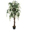 vidaXL Árbol de wisteria artificial 840 hojas verde y blanco 120 cm