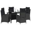 vidaXL Conjunto de Comedor de Jard&iacute;n 5 pcs Negro rat&aacute;n sint&eacute;tico