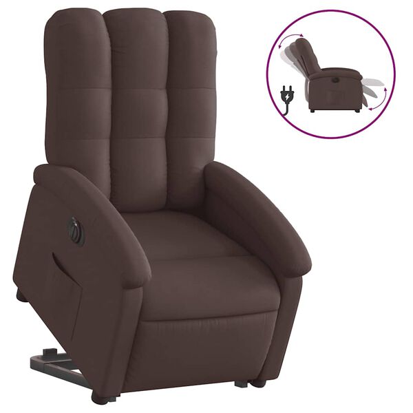 vidaXL Sill&oacute;n el&eacute;ctrico reclinable elevable de tela marr&oacute;n oscuro