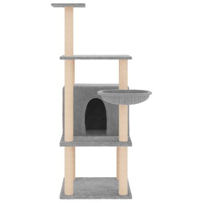 vidaXL Rascador para gatos con postes de sisal gris claro 132 cm