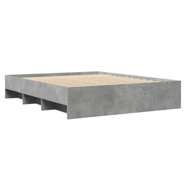 vidaXL Estructura de cama madera de ingenier&iacute;a gris hormig&oacute;n 150x200cm