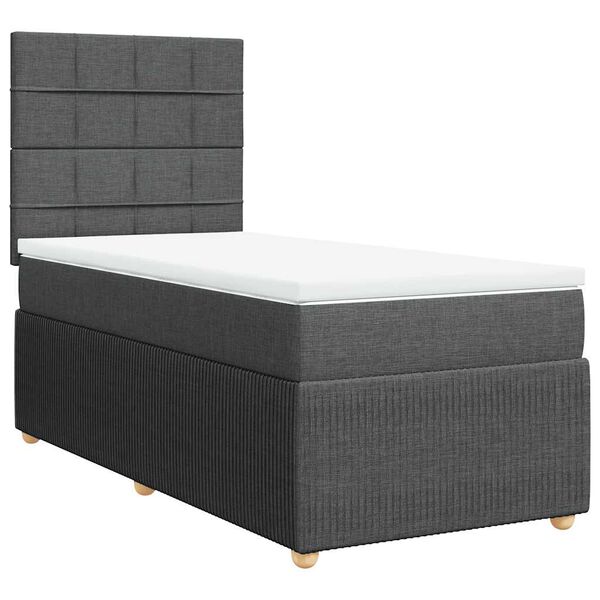 vidaXL Cama box spring con colch&oacute;n tela gris oscuro 100x200 cm