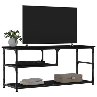 vidaXL Mueble de TV madera contrachapada y acero negro 103x38x46,5 cm