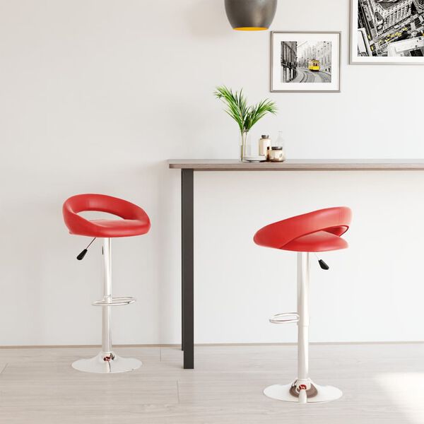 vidaXL Taburetes de cocina 2 unidades cuero sint&eacute;tico rojo