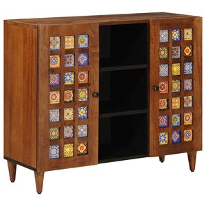 vidaXL Aparador Nogal 90 x 33,5 x 75 cm Madera de mango maciza