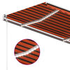 vidaXL Toldo manual retr&aacute;ctil con luz LED naranja y marr&oacute;n 4x3 m