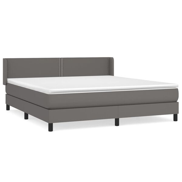 vidaXL Cama box spring con colch&oacute;n cuero sint&eacute;tico gris 180x200 cm