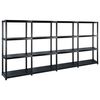 vidaXL Estanter&iacute;as almacenaje 4 niveles pl&aacute;stico negro 244x30,5x130 cm