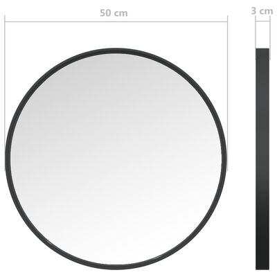 vidaXL Espejo de pared negro 50 cm