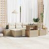 vidaXL Conjunto de sof&aacute; de jard&iacute;n 7 pcs Beige Polirat&aacute;n