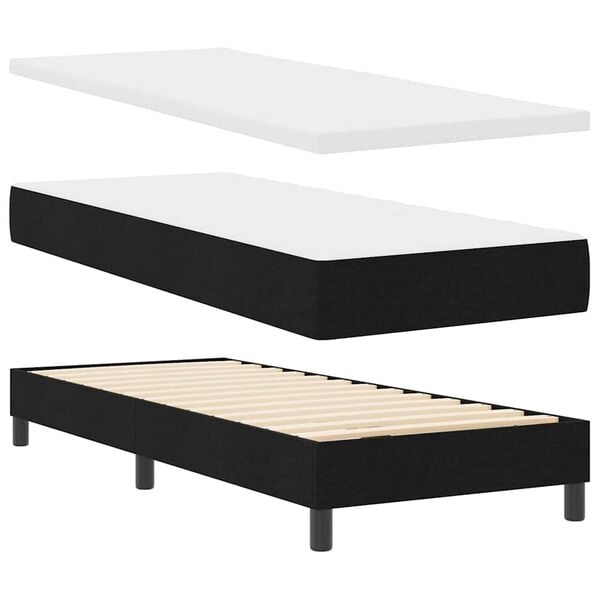 vidaXL Cama tipo Box Spring con colch&oacute;n Negro 80 x 200 cm tela