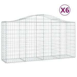 vidaXL Cestas de gaviones 6 uds forma de arco hierro 200x50x100/120 cm