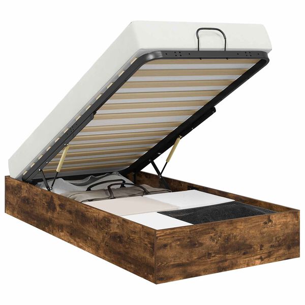 vidaXL Estructura de Cama Ottoman Roble ahumado 193 x 120 x 25 cm