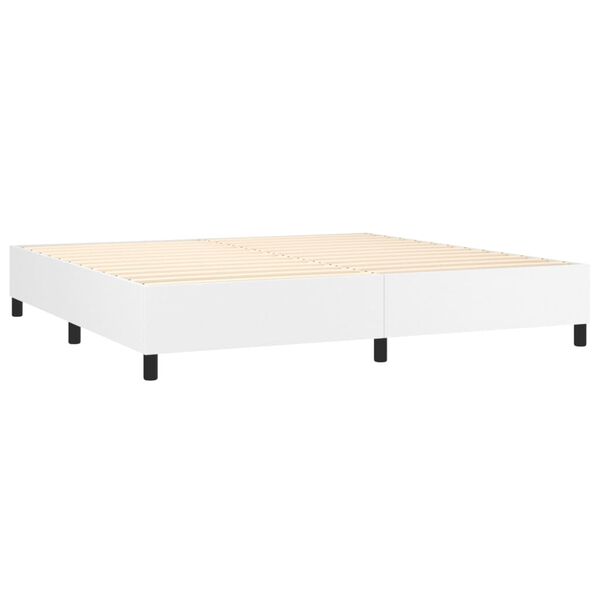 vidaXL Cama box spring con colch&oacute;n cuero sint&eacute;tico blanco 200x200 cm