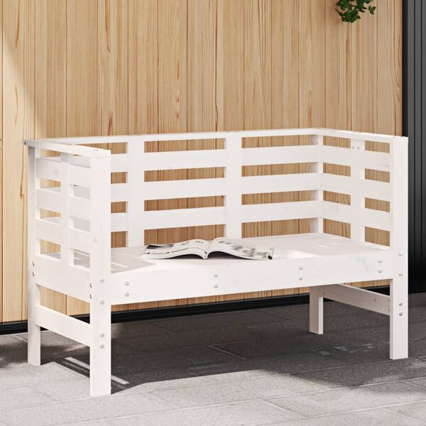 vidaXL Banco de jard&iacute;n madera maciza de pino blanco 111,5x53x71 cm
