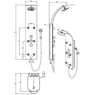 SCHÜTTE Panel ducha vidrio y mezclador termostático LANZAROTE negro
