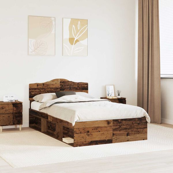 vidaXL Estructura de cama con cabecera Madera vieja 120 x 200 cm