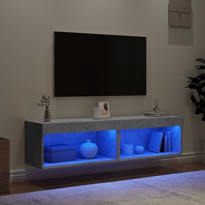 vidaXL Muebles para TV con luces LED 2 uds gris hormigón 60x30x30 cm