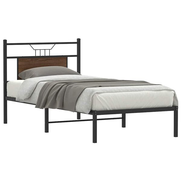 vidaXL Estructura de cama sin colch&oacute;n madera marr&oacute;n roble 75x190 cm