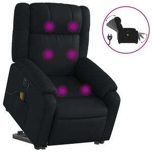 vidaXL Sill&oacute;n de masaje elevable el&eacute;ctrico cuero sint&eacute;tico negro