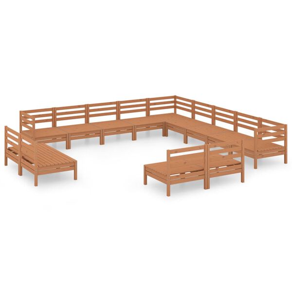 vidaXL Juego muebles de jard&iacute;n 13 pzas madera maciza pino marr&oacute;n miel