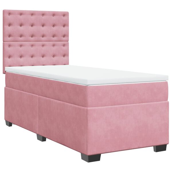 vidaXL Cama box spring con colch&oacute;n terciopelo rosa 80x200 cm