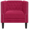 vidaXL Sill&oacute;n Chesterfield de terciopelo artificial rojo tinto