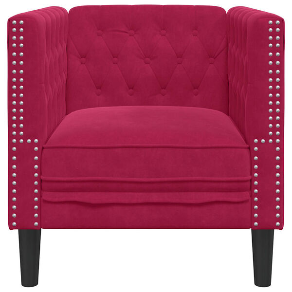 vidaXL Sill&oacute;n Chesterfield de terciopelo artificial rojo tinto
