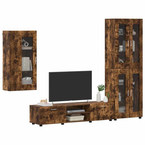 vidaXL Conjunto de mueble de TV con caj&oacute;n FLORIN Roble ahumado