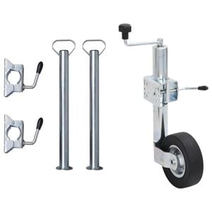 vidaXL Rueda de remolque 2 tubos soporte 3 abrazaderas divididas 60 mm