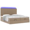 vidaXL Cama otomana colch&oacute;n y LED cuero sint&eacute;tico capuchino 160x200cm