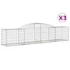 vidaXL Cestas gaviones 3 uds forma de arco hierro 300x50x60/80 cm