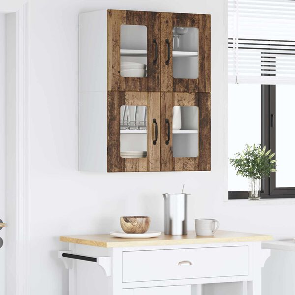 vidaXL Mueble de Cocina con estante 2 pcs Madera vieja 60 x 31 x 40 cm