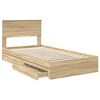 vidaXL Cama con almacenamiento con cabecera Roble Sonoma 100 x 200 cm