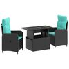 vidaXL Juego de comedor para exteriores 3 uds. rat&aacute;n sint&eacute;tico